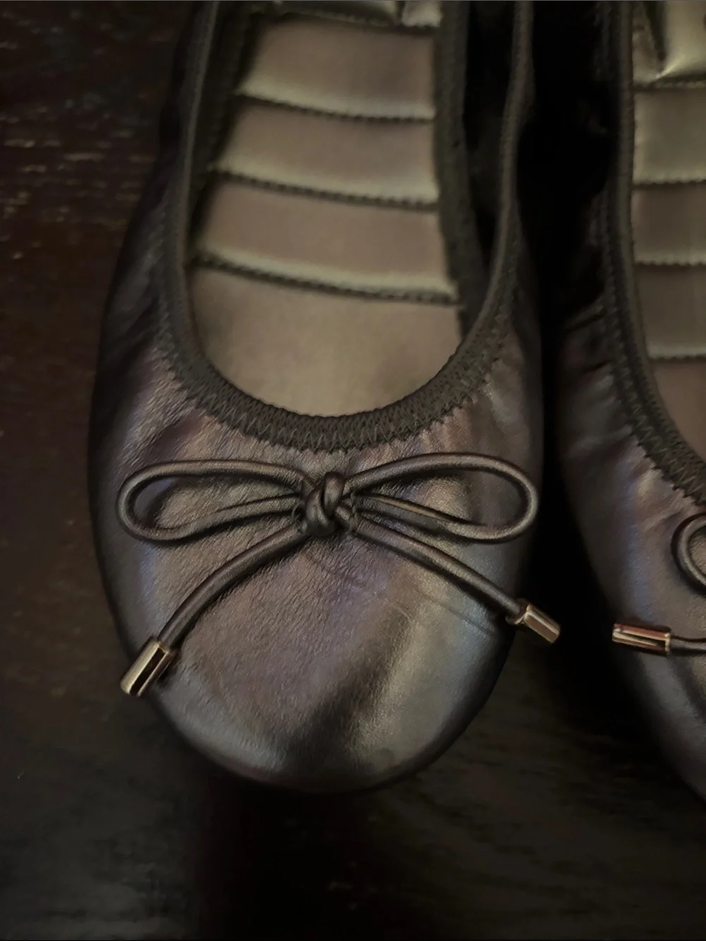 me too Metallic Black Ballet Flats - Women